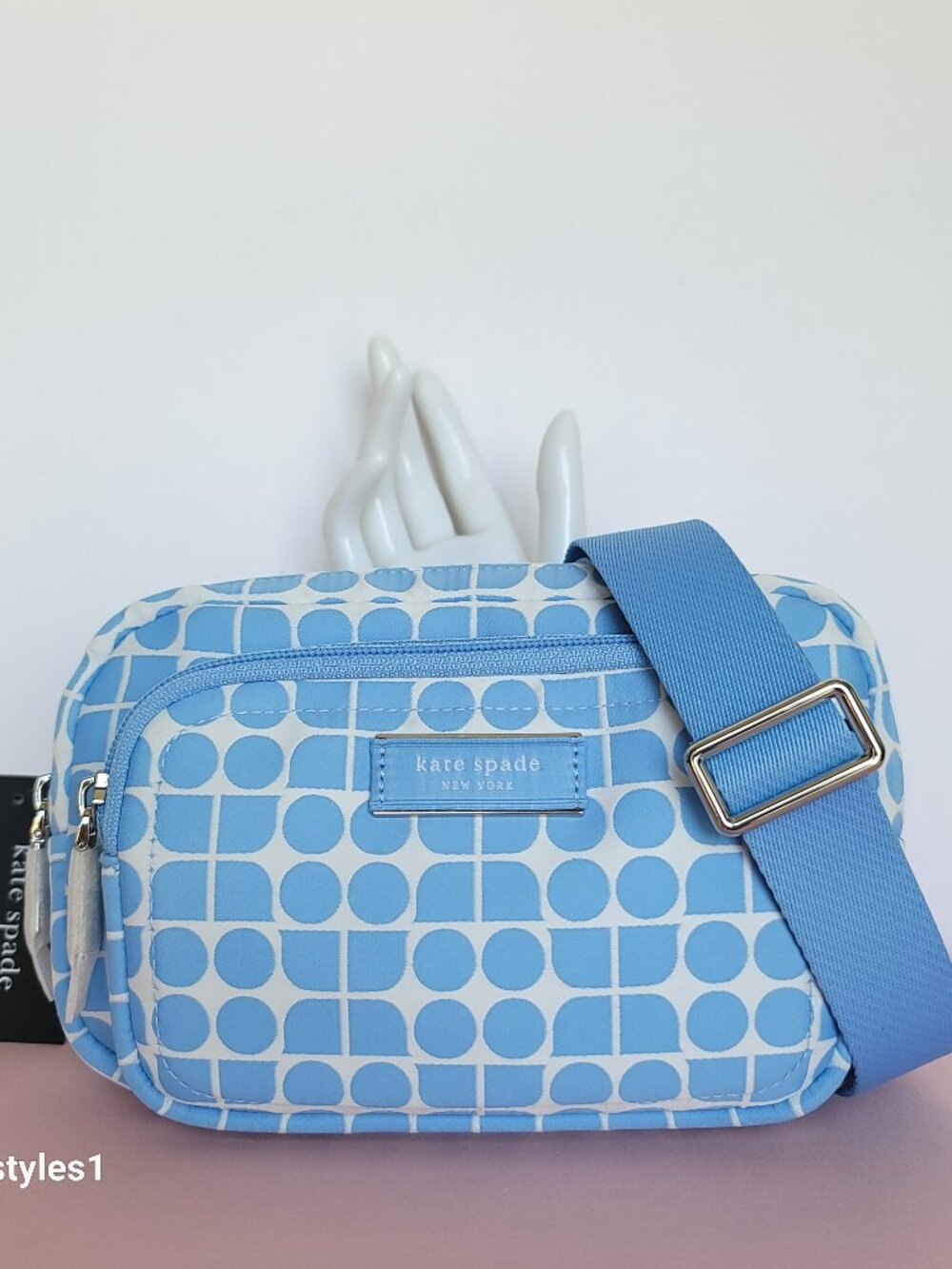 KATE SPADE Belt Bag Noel Jacquarded Printed Fabric Bag- Astral Blue color ⭐